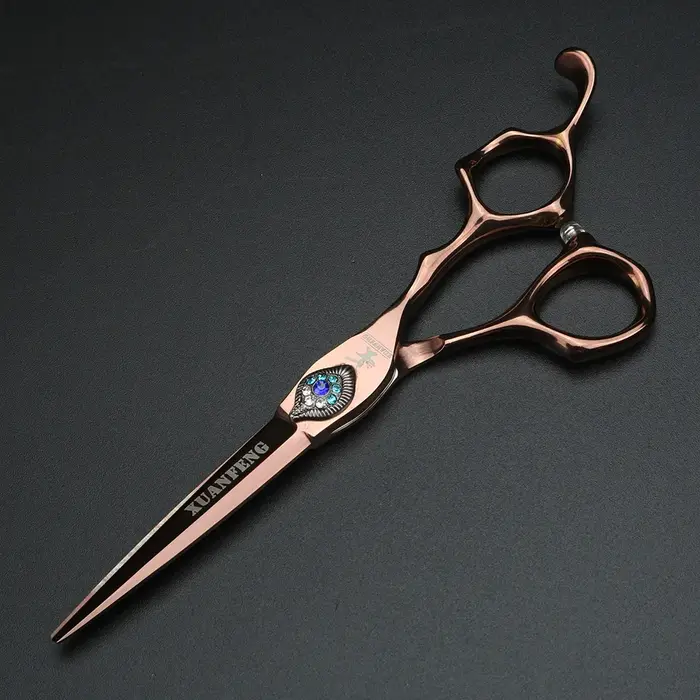 XUANFENG-Ciseaux à cheveux à vis paon en acier 440C, coupe de barbier, ciseaux amincissants, 6 po