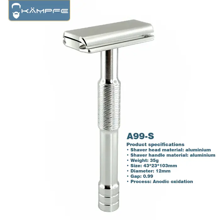 KAMPFE A99 Attack 30 °   Rasoir de sécurité double face en alliage d'aluminium gravé CNC à angle de 