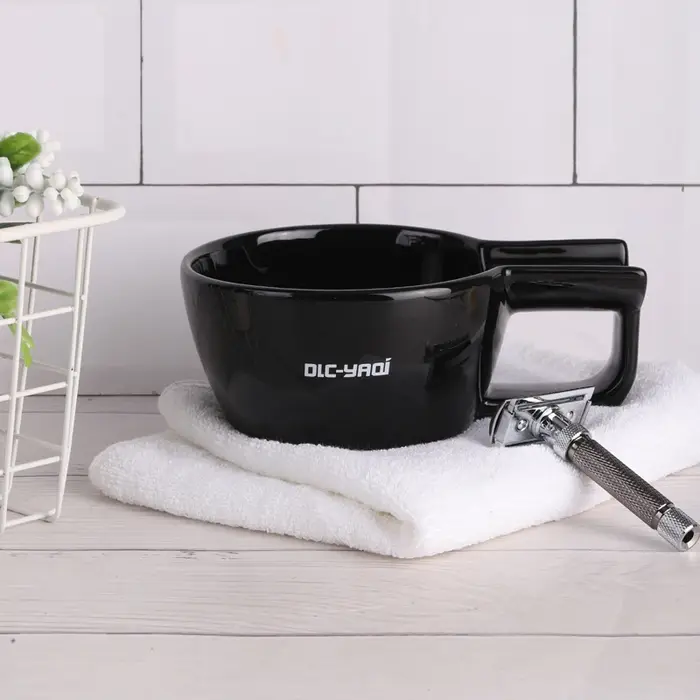 Yaqi-Filles de rasage en céramique pour hommes, brosse de haute qualité, document noir