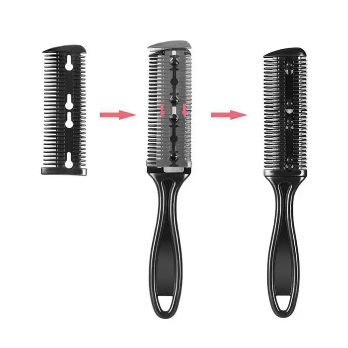 Peigne de coupe de cheveux avec lames de rasoir