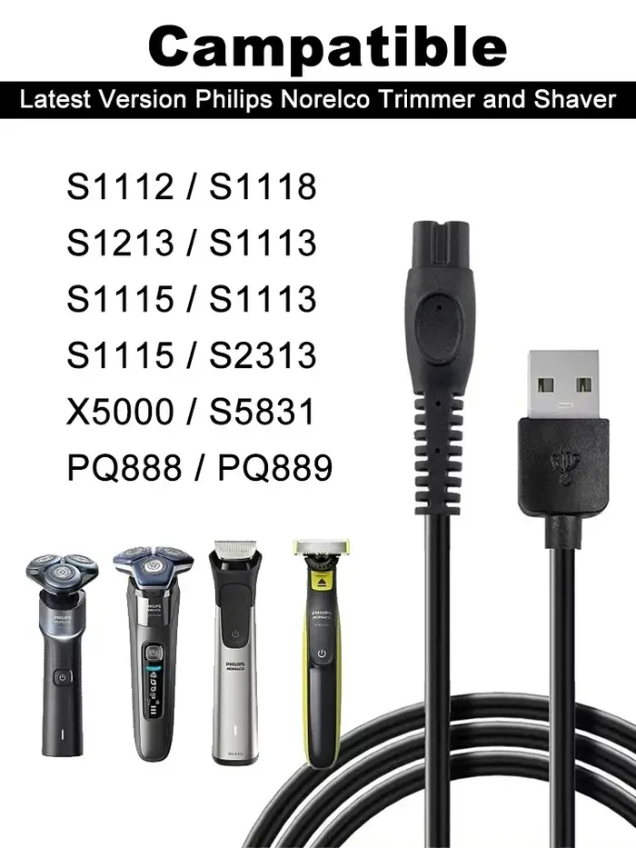 Chargeur pour rasoir Philips Norelco MG9520/50 MG7910/49 MG5910/49 PQ888/9 S1112 S1113 S1118 QP2724/90 QP2834/70 S2313 X5000 S5831
