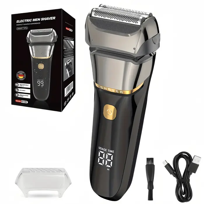    Rasoir électrique pour hommes, rasoir sans fil, Rechargeable, étanche, avec affichage LED, pour 