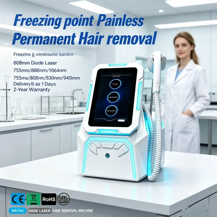 Épilateur de salon indolore à refroidissement par glace, 10 barres FAC, laser diode à 5 longueurs d'onde 755/808/830/940/1064nm, épilation permanente, nouveau modèle