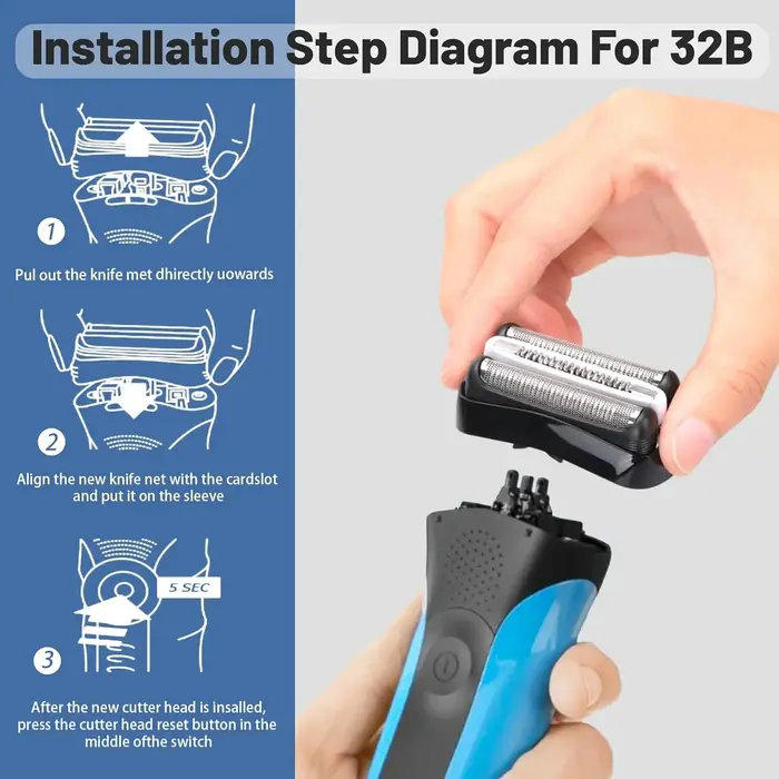 Nouvelle tête de remplacement 32B compatible avec les rasoirs électriques Braun Series 3 3000s 3010s 3020s 3030s 300s 301s 310s 320s 330s