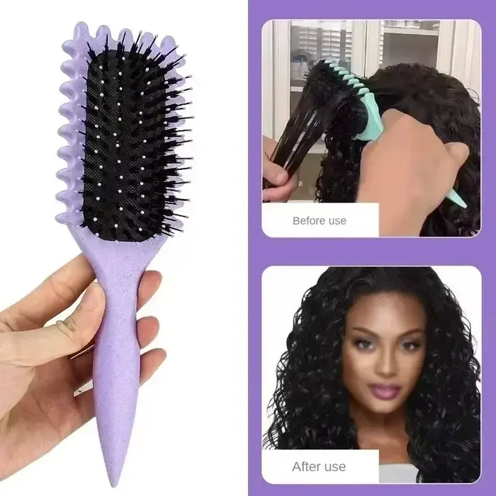 Brosse Coiffante pour Cheveux Bouclés – Brosse à Boucles pour Hommes et Femmes – Outil de Peignage e