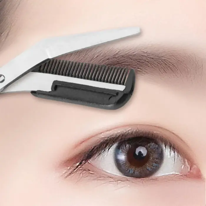 Ciseaux de précision pour sourcils professionnels avec peigne intégré, en acier inoxydable, antidérapants, outil de beauté pour hommes et femmes