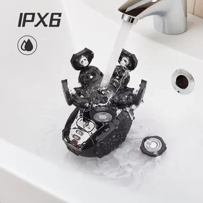 Kit de rasage électrique pour hommes, rechargeable, avec cinq têtes de rasoir – Tête de rasoir magique pour le rasage des poils du visage. Imperméable et lavable.