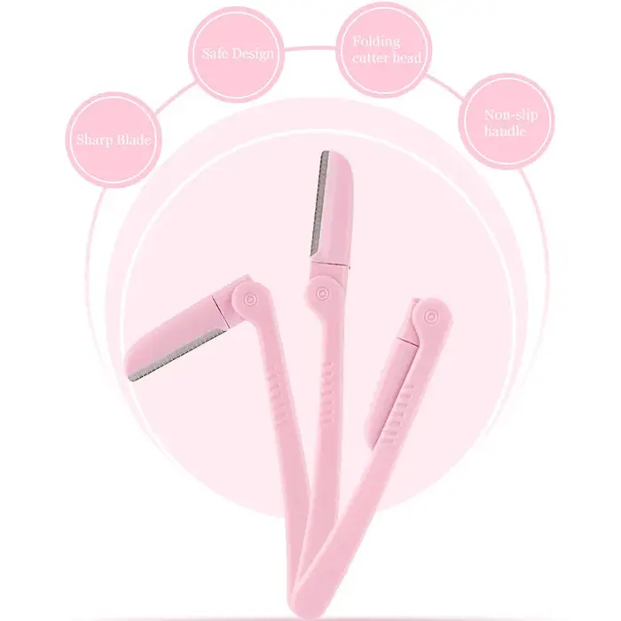 Tondeuse à sourcils pliante rose