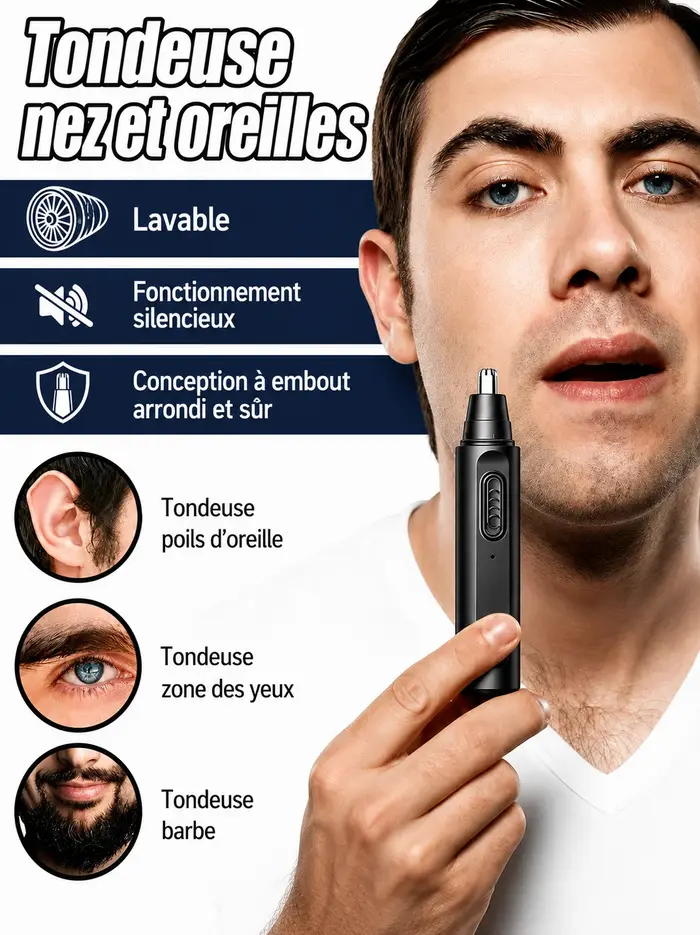 Tondeuse à poils de nez électrique rechargeable, rasoir pour hommes, tondeuse à poils de nez pour femmes, tondeuse à poils d'oreilles avec écran numérique