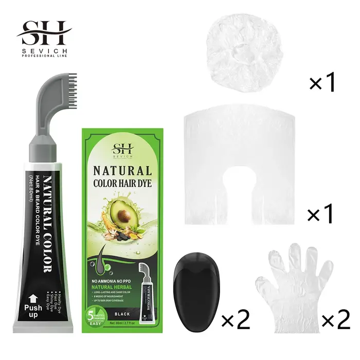 Shampoing Fast Hair Dye à l'avocat avec peigne, colorant noir, non irritant, réparateur, gris, blanc