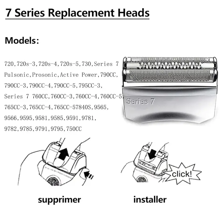 Tête de lame de rechange 70S pour rasoir électrique 7 Shaver 790cc 760cc 750cc 720 799 797 720 730 765CC etc.