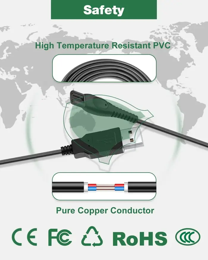 Câble de chargement USB 15V pour rasoir électrique Philips Norelco HQ8505