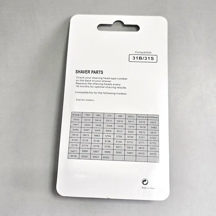 Lame de rasoir noire 31B compatible avec les rasoirs Braun anciens des séries 3-Control