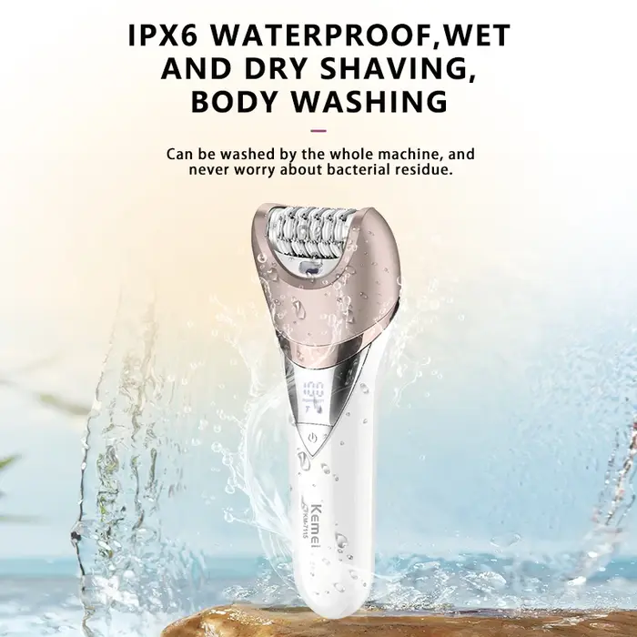 Kemei 7115 Machine d'épilation électrique étanche Massage lavage visage pied broyeur épilateur rasoir 6in1 corps tondeuse femmes
