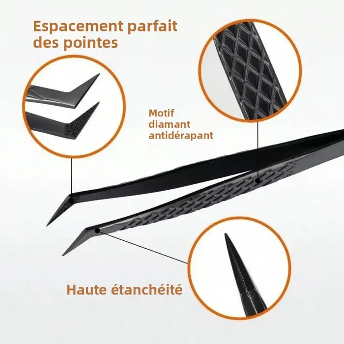 3 pièces ensemble pince à cils professionnelle titane tête incurvée faux