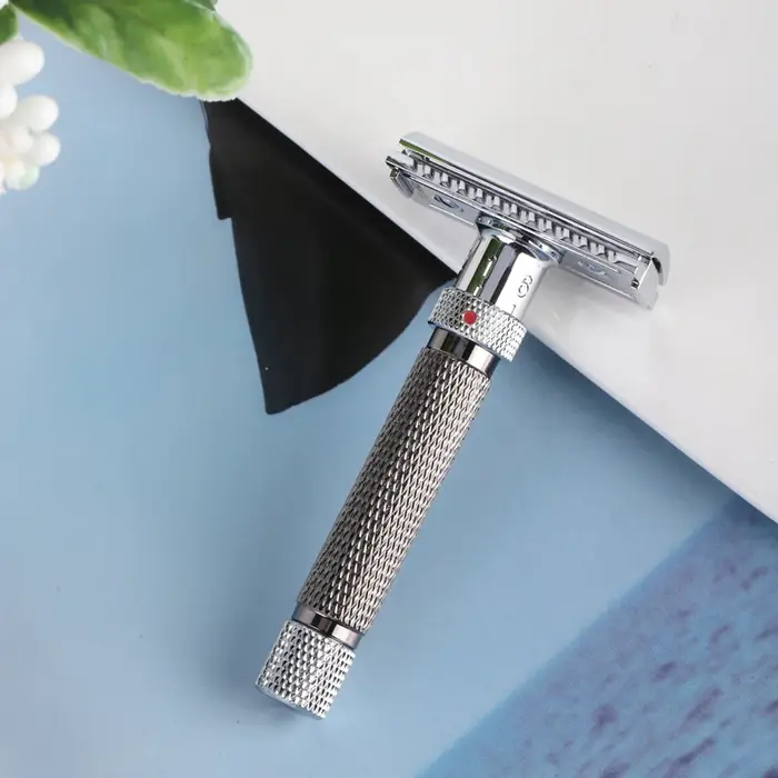 Yaqi – rasoir de sécurité réglable pour hommes, couleur Chrome et bronze à coupe finale