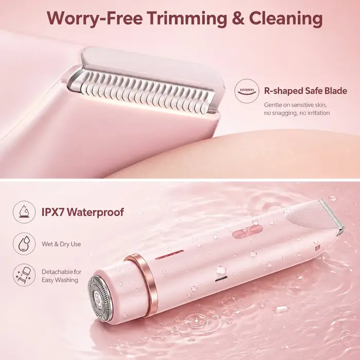 Épilateur Électrique Double Tête Étanche IPX7 pour Femme