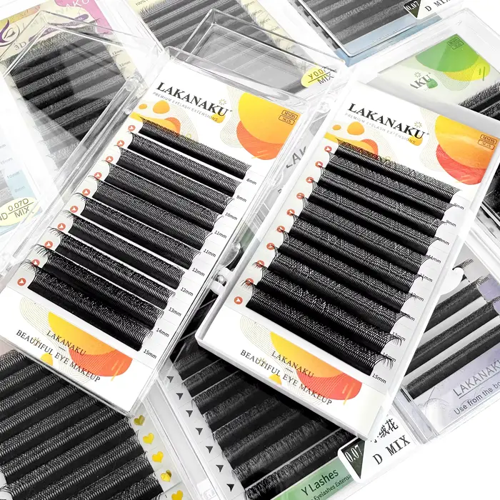 LAKANAKU 6 plateaux 6D W en forme d'extensions de cils Volume Egipcio complet Cilios naturel Fio 6w 
