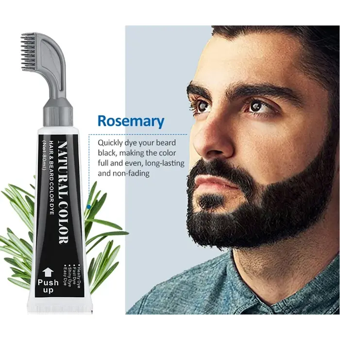 Crème de teinture pour barbe noire de 2 Minutes avec peigne