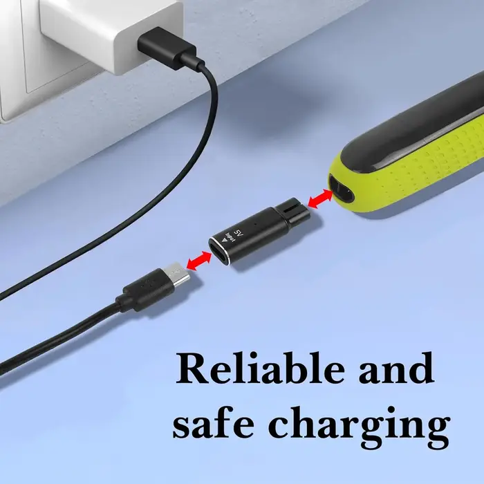 Adaptateur de chargeur de rasoir USB C vers 5V avec voyant lumineux pour Philips Norelco OneBlade QP2724 QP2834 QP4530 QP1924