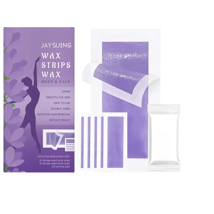 1 boîte de 20 bandes de cire pour le corps * 20 bandes de cire pour le visage * 10 lingettes, bandes