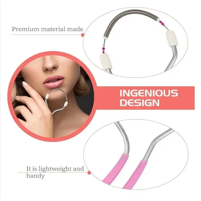Épilateur facial portable à ressort (1/2 pièces) – Élimine les poils indésirables sur le dessus des lèvres, le menton, le visage ou le cou