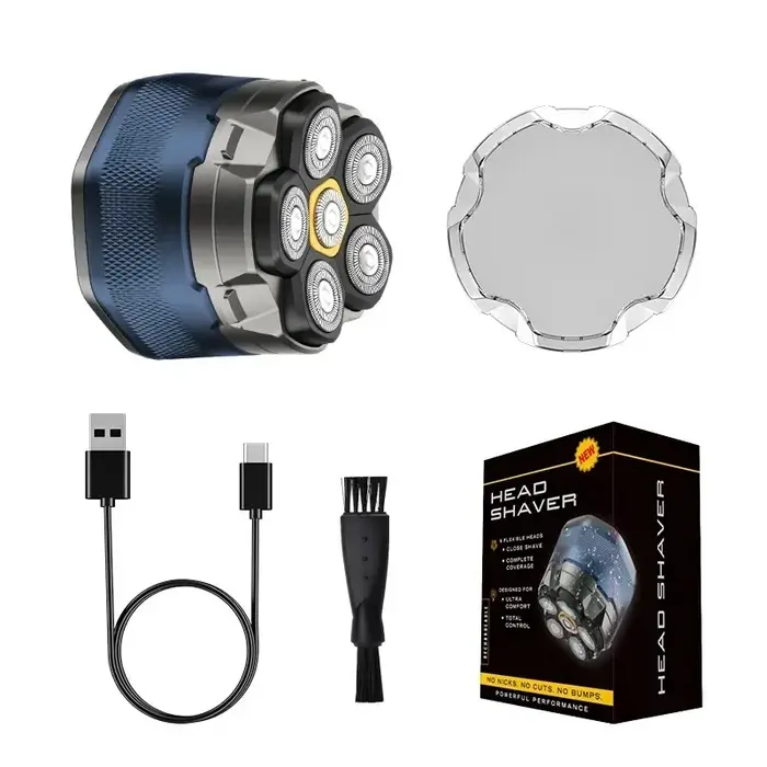 Rasoir électrique HOMEFISH pour hommes chauves, rasoir magnétique 6D, tondeuse à cheveux, LED, étanc