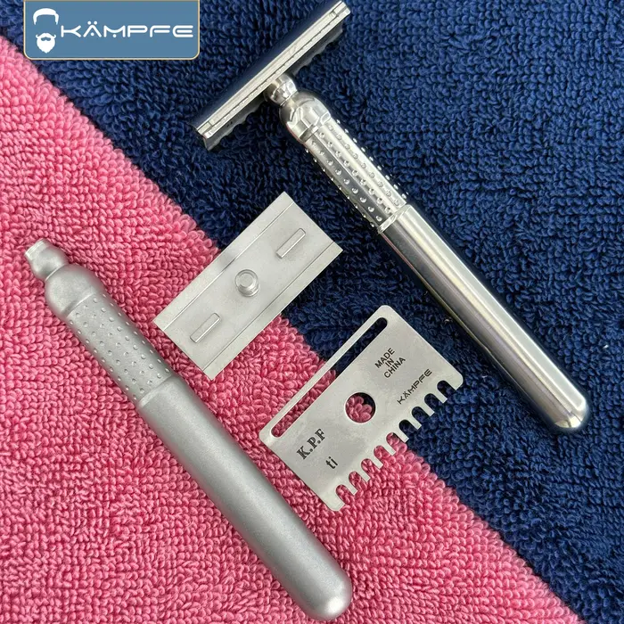Rasoir de sécurité à double lame en titane KAMPFE TC4, usinage de précision CNC, cadeau pour petit a