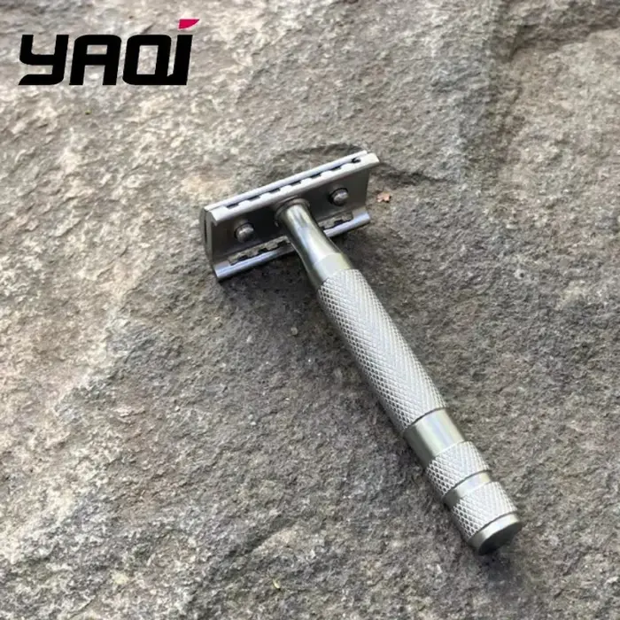YAQI KNIGHT-HELMET tête DE rasoir manche en acier inoxydable