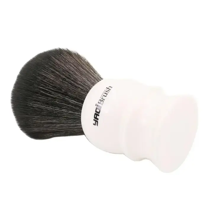 Brosse de rasage humide Yaqi 30mm taille noeud blanc poignée noir cheveux synthétiques