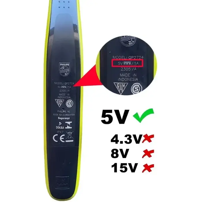 Chargeur USB 5V pour rasoir électrique Philips OneBlade MG7900 MG9520 / 50 QP1424 QP2724 QP2834/70 S5885 S7886 BRL176
