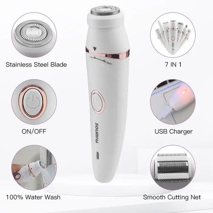 Solimpia 7 en 1 épilation du corps épilateur électrique aisselles cheveux Bikini