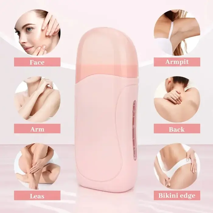 【Nouveau! Chaud 】 Kit de cire à rouleau avec chauffage-cartouches d'épilation unisexe ensemble chauffant de crème dépilatoire chaude pour le corps et le visage