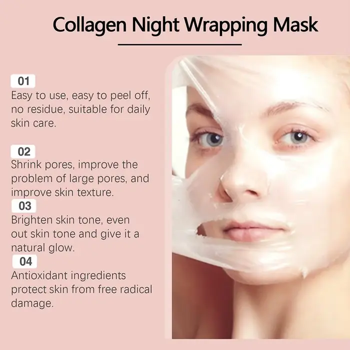 Masque facial décollable au collagène pour la nuit
