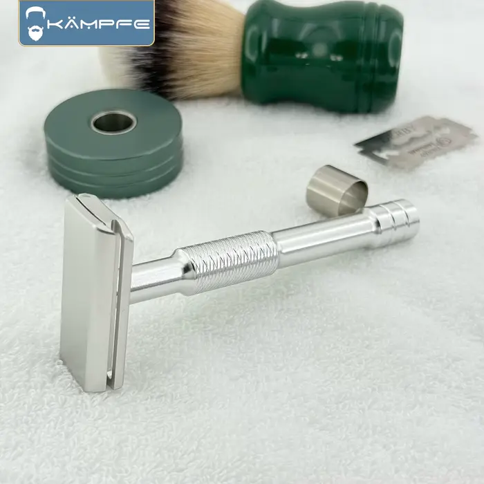 Rasoir de sécurité manuel Kampfe CNC avec 5 lames de rechange, outils de salon de coiffure, cadeaux 