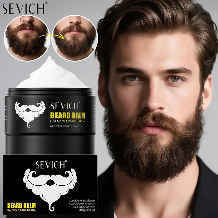 SEVICH baume à barbe naturel cire huile de croissance de barbe pour hommes hydratant lissant coiffag