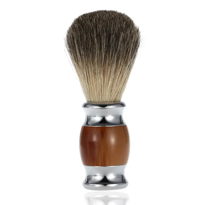 Rasoir professionnel pour hommes, brosse de rasage en poils de blaireau pur, manche en résine, Salon