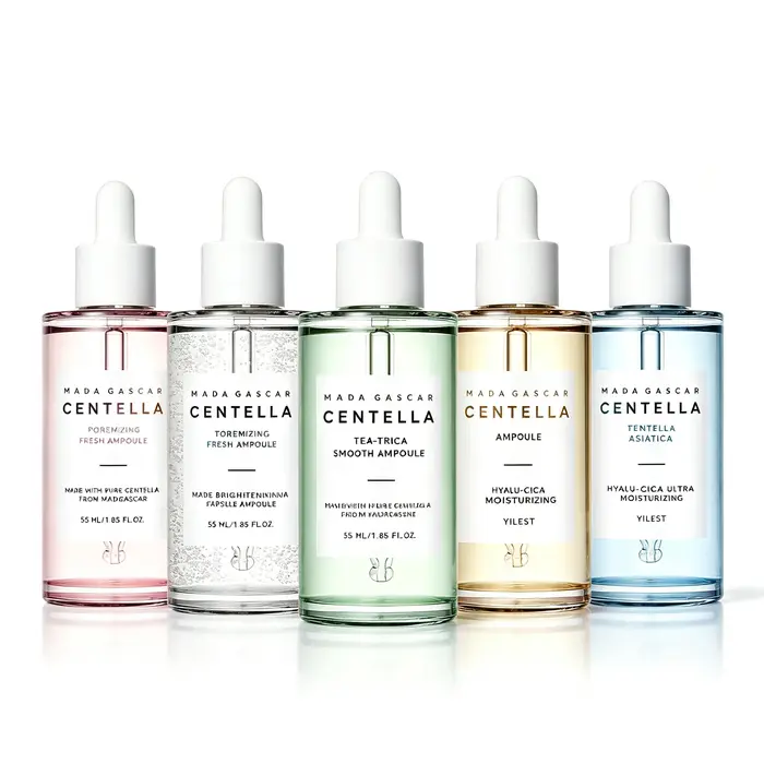 Sérum éclaircissant Centella Asiatica : calme l'irritation, réduit les défauts, équilibre les sébum et diminue les marques sombres pour une peau claire.