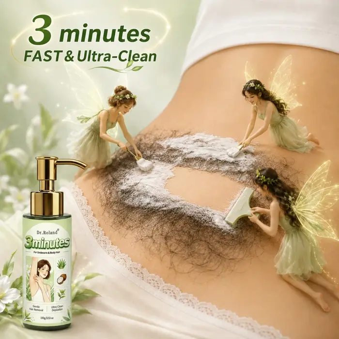 Crème dépilatoire 3 minutes à base d'extraits végétaux, douce, non irritante, sans résidus, pour aisselles, jambes, bras, visage, lèvres et zones intimes.