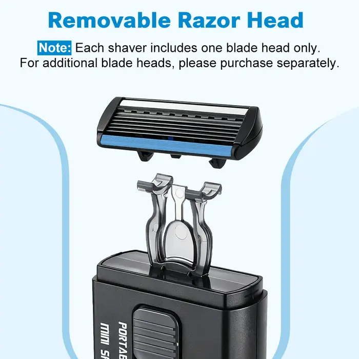Rasoir Manuel avec Tête Rétractable Coulissante, Rasoir de Sécurité à 6 Lames pour Hommes, Portable pour Voyage Déplacement Professionnel, Poignée Ergonomique, Tête Remplaçable
