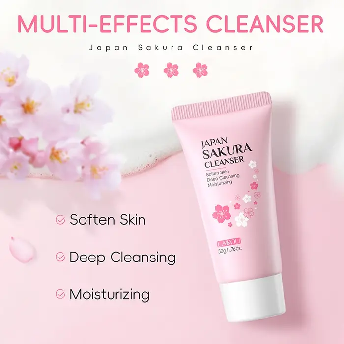 LAIKOU japon Sakura nettoyant doux nettoyage en profondeur contrôle de l'huile hydratant rétrécit les Pores visage