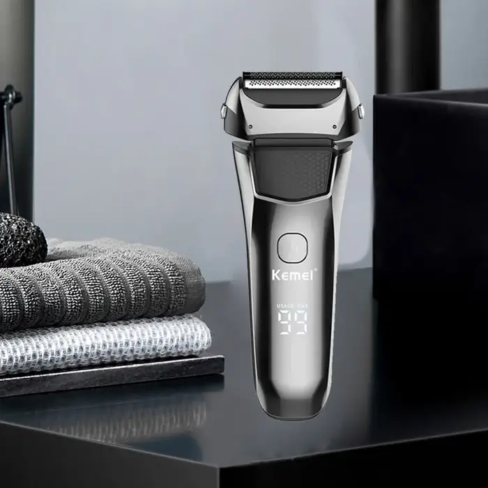 Kemei rasoir électrique pour hommes barbe faciale rasoir humide et sec rasoir professionnel Recharge