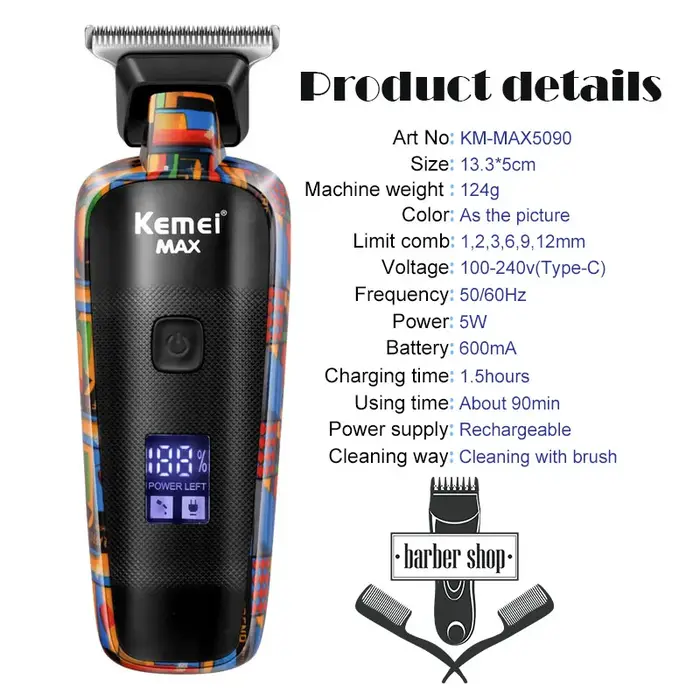Kemei-Tondeuse à cheveux professionnelle pour hommes