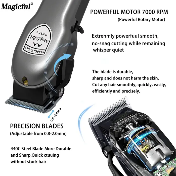 Magicful mode finition professionnelle tondeuse à cheveux pour hommes Rechargeable Li-ion batterie rasage réglable