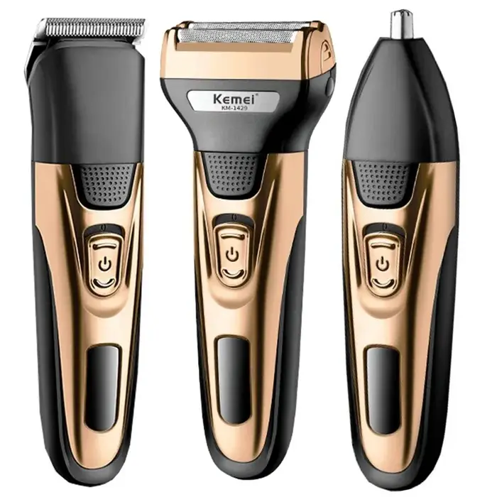 Kit de toilettage KEMEI 3 en 1, rasoir électrique pour hommes, tondeuse à barbe, tondeuse à cheveux,