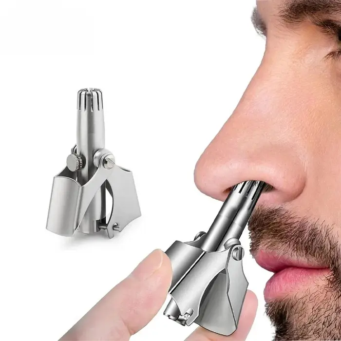 Tondeuse à poils de nez pour hommes et femmes, rasoir manuel mécanique en acier inoxydable, outils d'épilation lavables avec brosse
