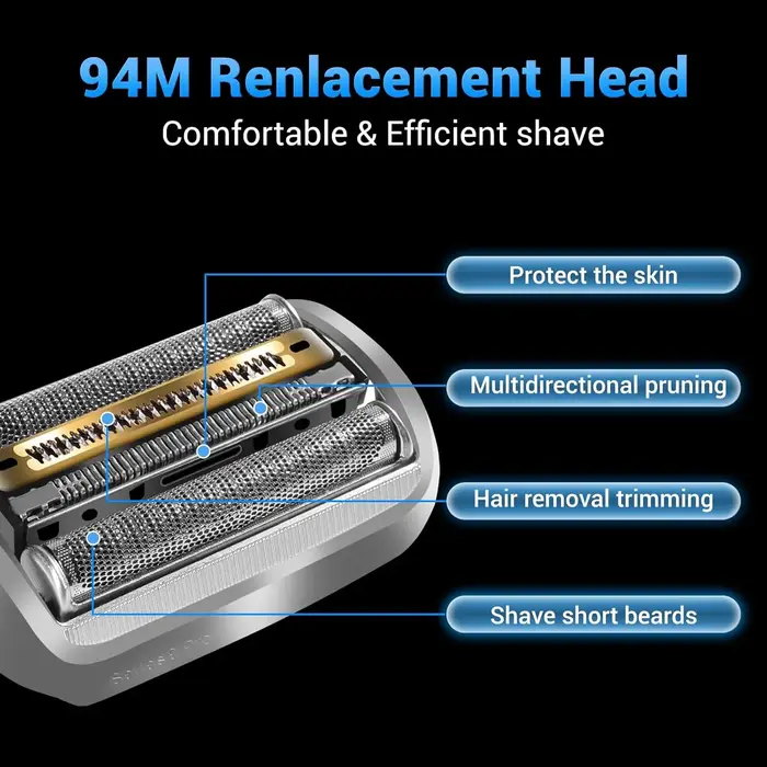 Tête de rasage de rechange Electric Series 9 Pro 94M pour rasoir électrique Braun 94M 9030S 9040S 9050CC 9070CC 9040s9 (1 paquet)