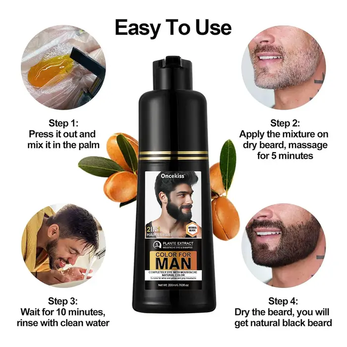 Shampoing de teinture pour barbe pour hommes