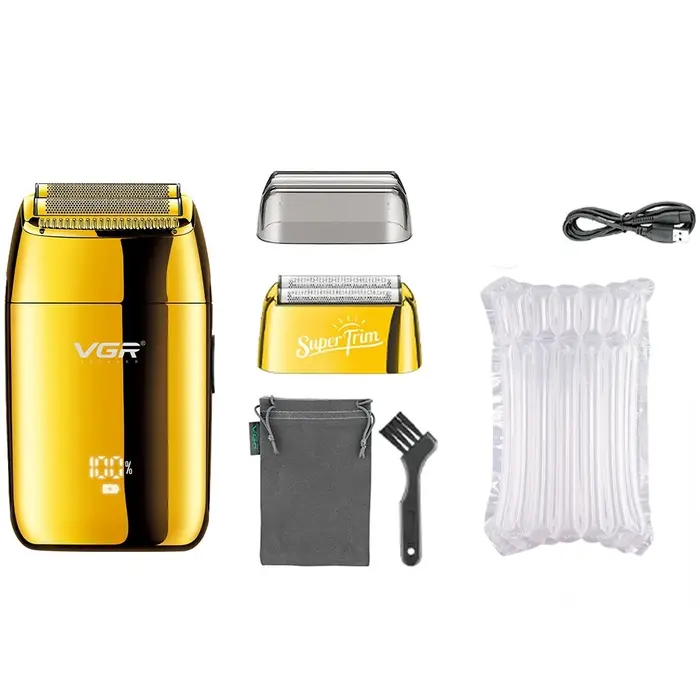 VGR Rasoir Rasoir électrique Rasage professionnel Barbe Tondeuse Barbe Rasoir Rasoir électrique pour hommes Machine de découpe de barbe USB rechargeable V-399