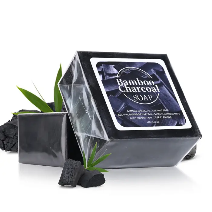 Savon artisanal au charbon de bambou B+100G, nettoyant en profondeur, à l'huile végétale et aux prot